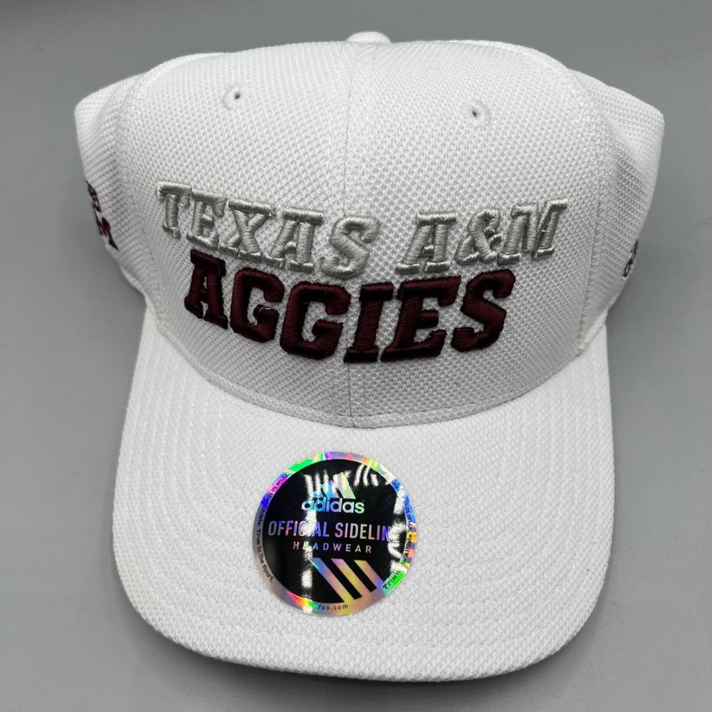 Texas A&M Aggies Hat Men White Adidas NCAA Strap Back Cap New‎